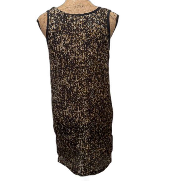 Roberta Freymann Sleeveless Shift Dress Chic Abstract Print Black Tan Size Small - Picture 4 of 6